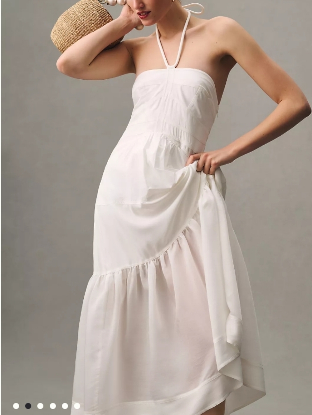 Mare Mare × Anthropologie Strapless White Halter Midi Dress Size Med Elegant